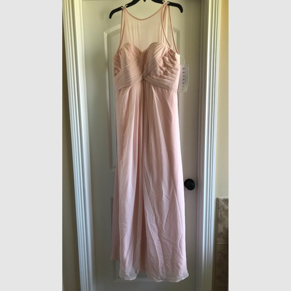 Bill Levkoff Petal Pink Long Bridesmaid Dress